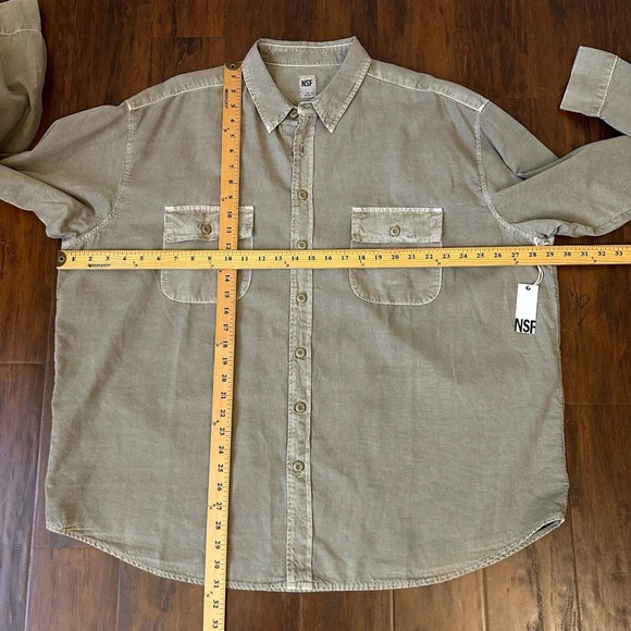 NWT NSF L/S Cargo Button-Up Shirt Boxy Oversized in Sage Green - Picture 8 of 9